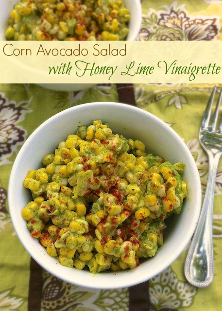 Corn Avocado Salad with Honey Lime Vinaigrette | Teaspoonofspice.com