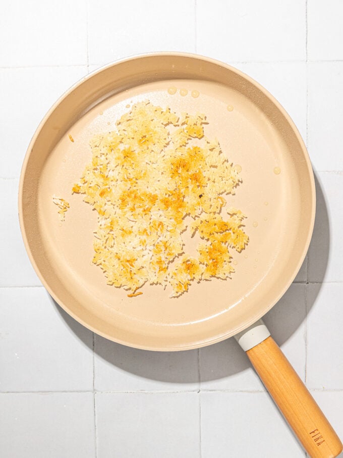 Crispy Rice in skillet