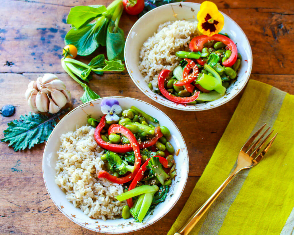 Edamame Bok Choy Rice Bowl