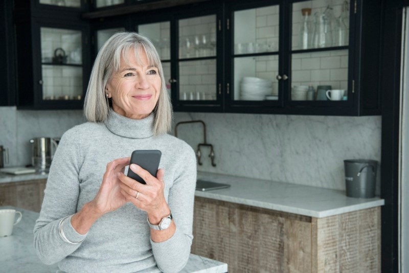 Woman in a grey turtleneck